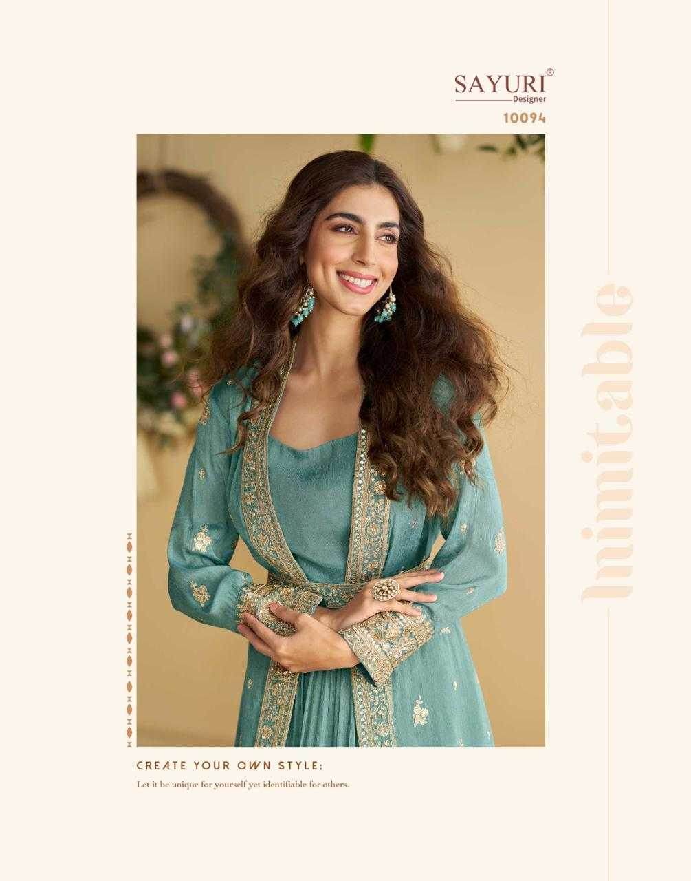 Chinon Silk Western Wears Embroidered Suits Gown Dresses - MYLUXURY LANE ENTERPRISE